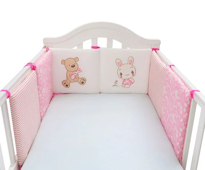 tour de lit bebe rose blanc lapin ours