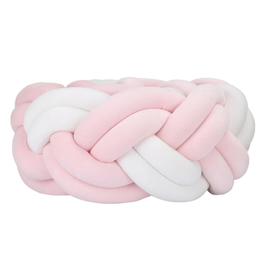 tour de lit bébé tressé-rose-blanc