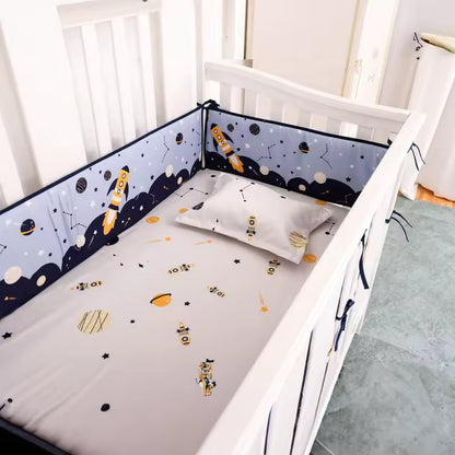 tour de lit bleu fusées déco berceau bébé