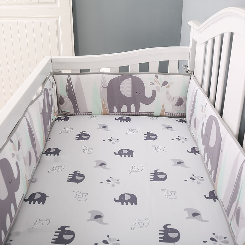tour de lit éléphant gris doux protecteur sommeil bébé