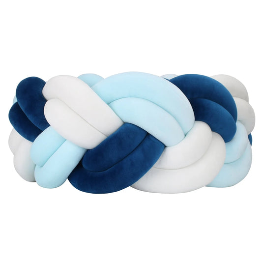 tour de lit en tresse bleu blanc