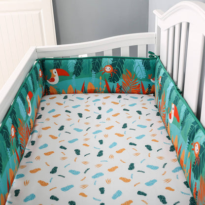 tour de lit jungle multicolore oiseaux feuilles araignées