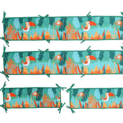 tour de lit jungle vert orange 4 pièces