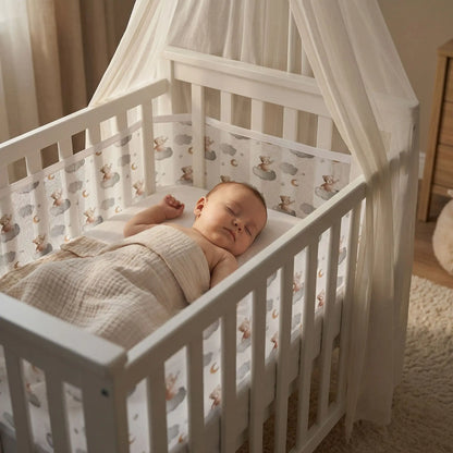 tour de lit ourson respirant enfant endormi dans berceau