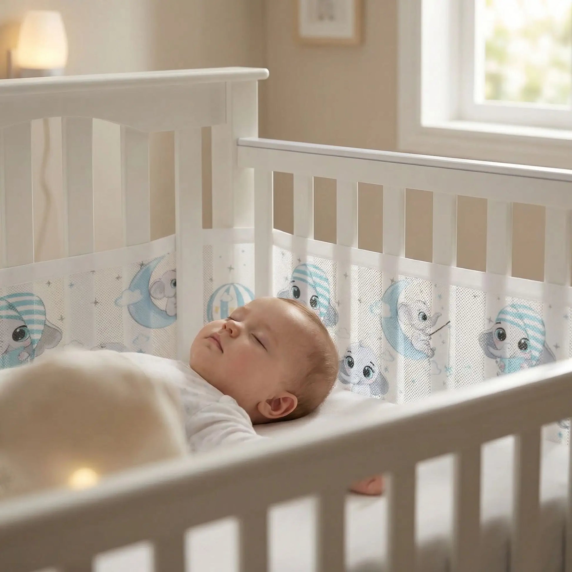 tour de lit respirant bébé éléphant bébé endormi