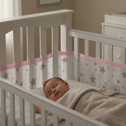 tour de lit respirant étoile rose bébé endormi