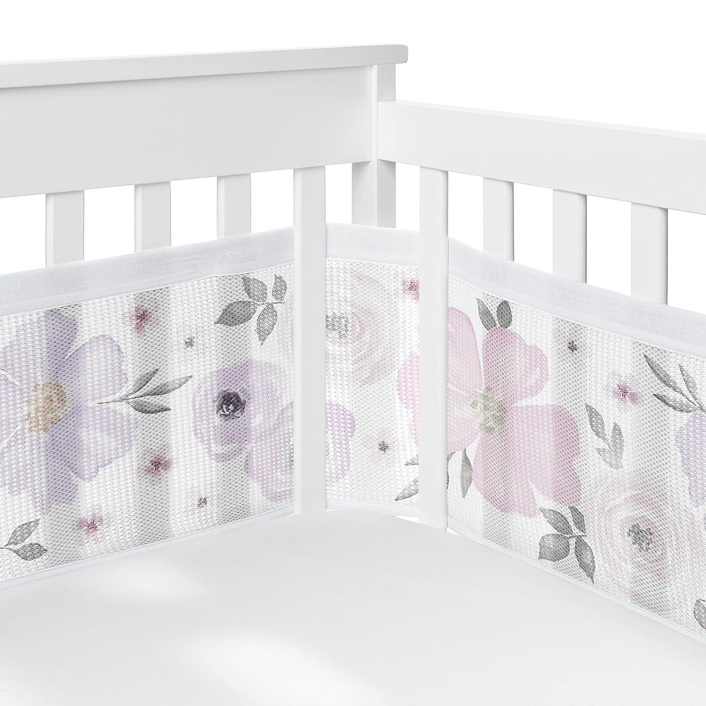 tour de lit respirant fleurs violettes