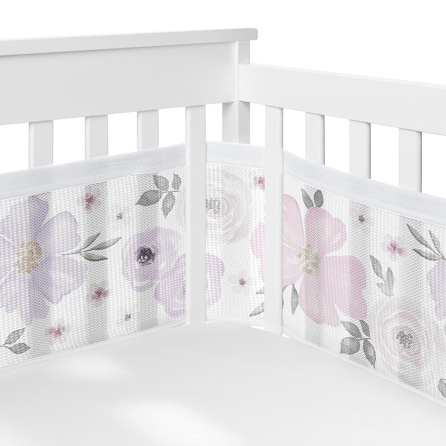 tour de lit respirant fleurs violettes