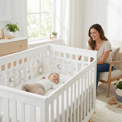 tour de lit respirant lune soleil étoile bébé endormi berceau