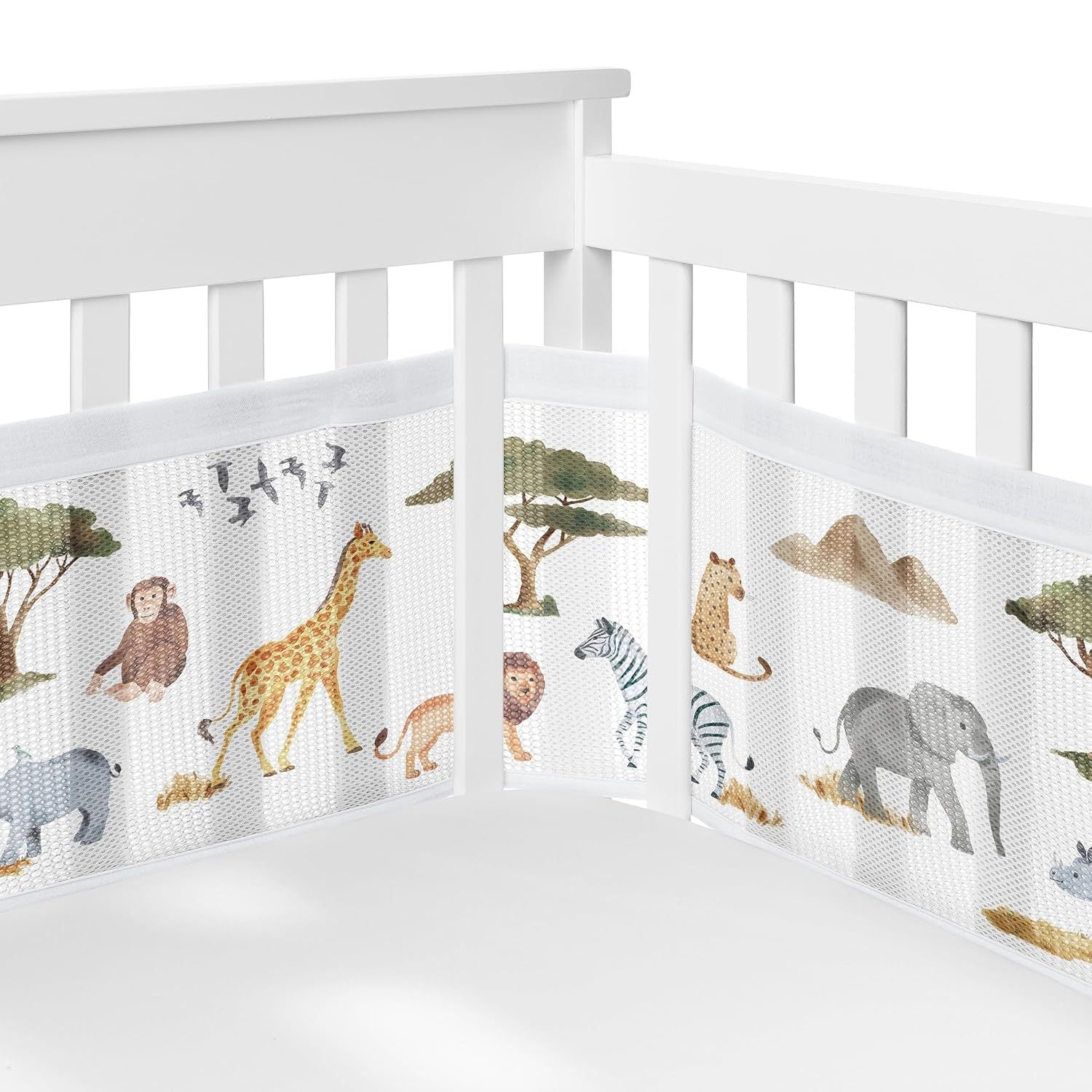 tour de lit respirant savana girafe lion singe