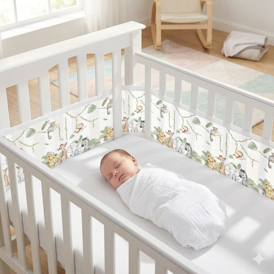 tour de lit respirant singe bébé endormi dans berceau