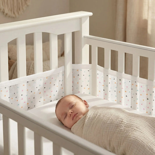 tour de lit respirant triangle bébé endormi dans berceau