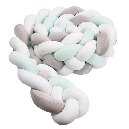 tour de lit tresse 4 brins bleu pale