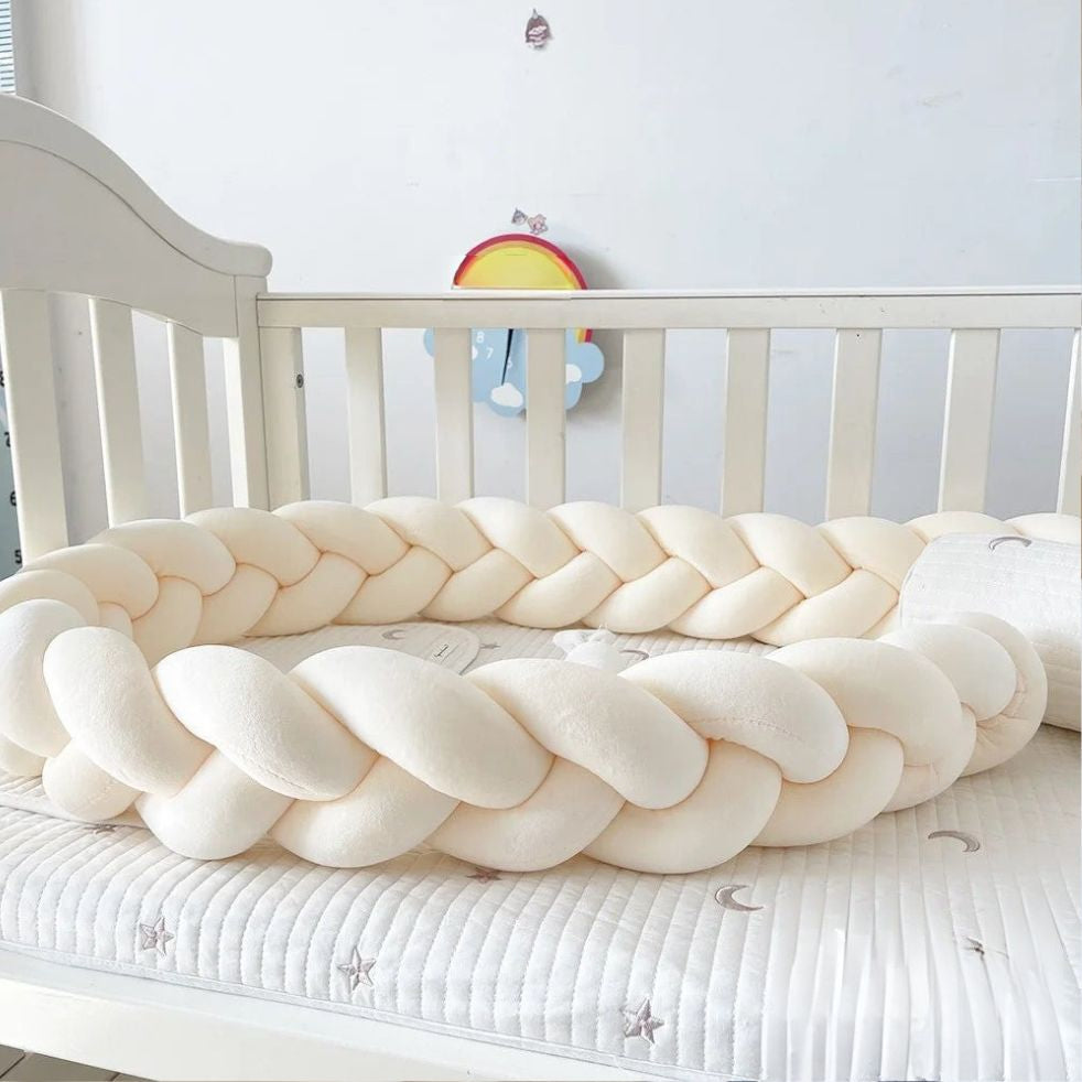 tresse de lit 3m beige coton protectrice berceau bébé