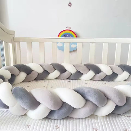tresse de lit 3m coton doux gris blanc berceau bébé