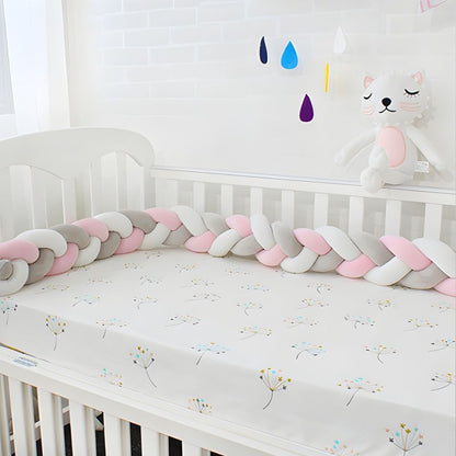 tresse de lit 3m rose blanc gris coton doux