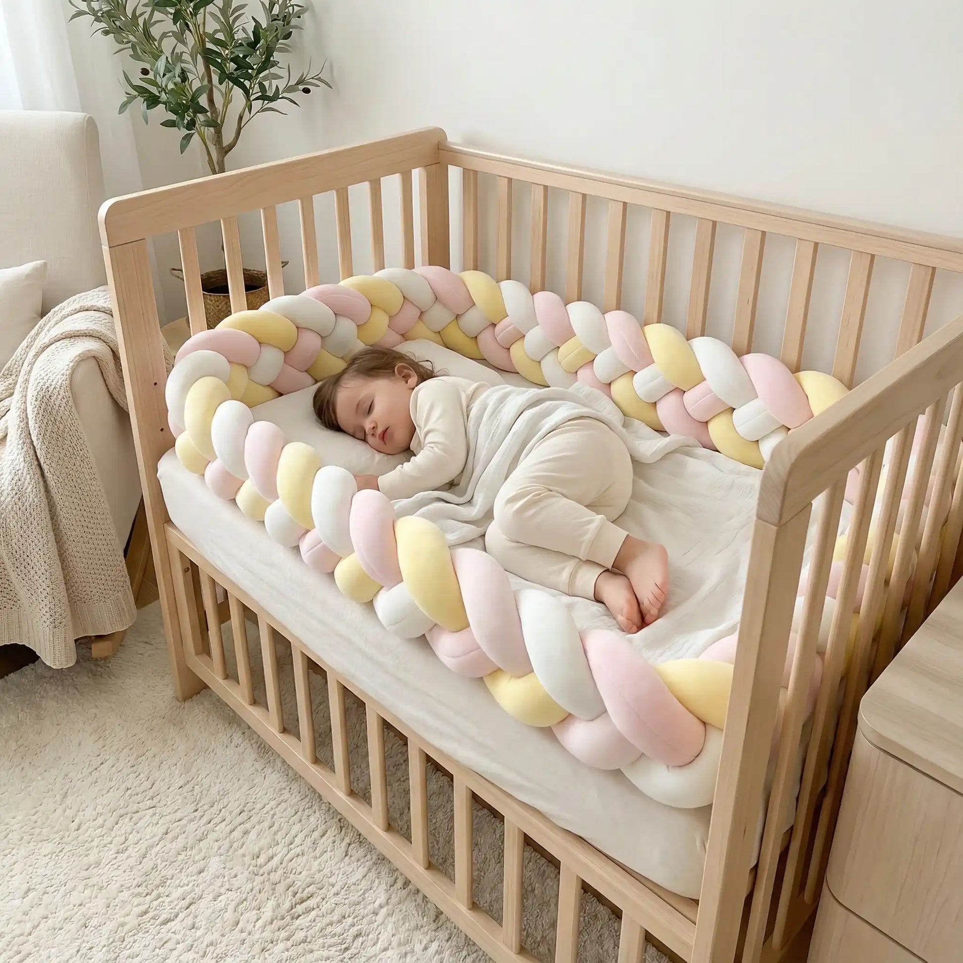 tresse de lit 3m rose blanche jaune enfant sommeil