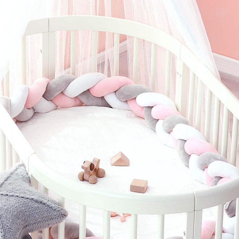 tresse de lit 3m rose gris blanc berceau bébé
