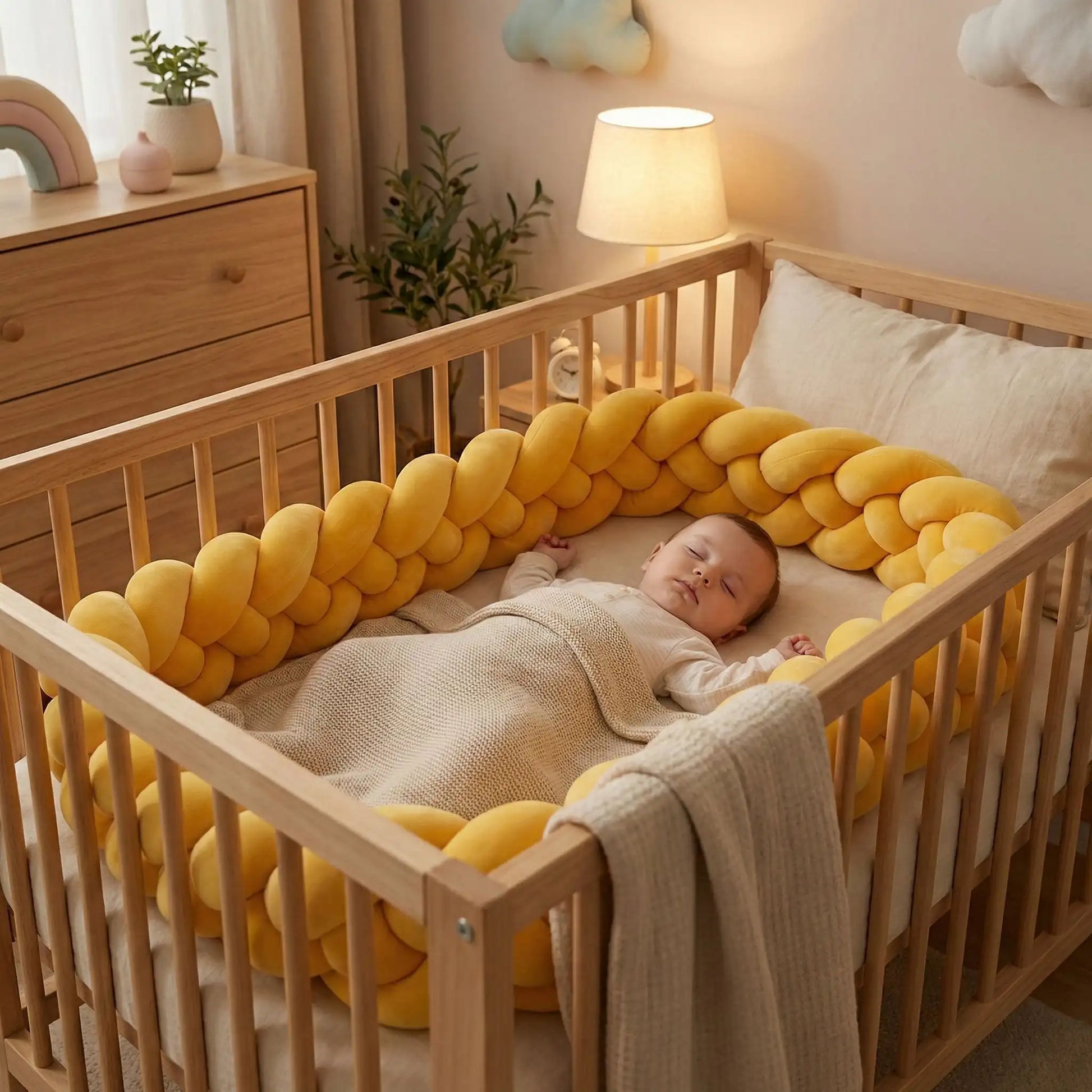 tresse de lit 4 brins curcuma bébé endormi