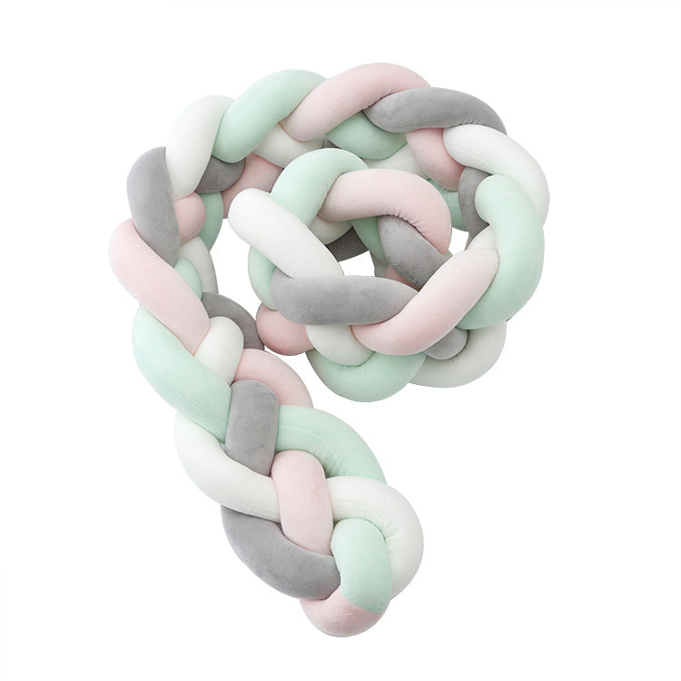 tresse de lit 4 brins gris blanc vert menthe déco