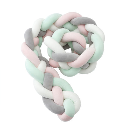 tresse de lit 4 brins gris blanc vert menthe déco