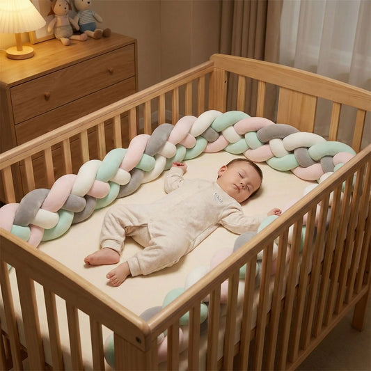 tresse de lit 4 brins gris blanc vert menthe poudré