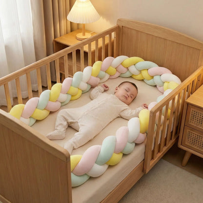 tresse de lit 4 brins rose blanc jaune vert menthe bébé endormi