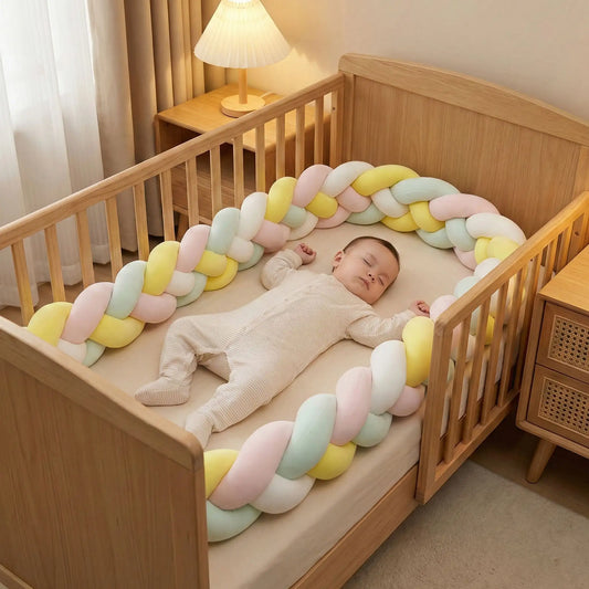 tresse de lit 4 brins rose blanc jaune vert menthe bébé endormi