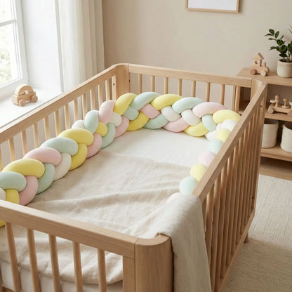 tresse de lit 4 brins rose blanc jaune vert menthe déco