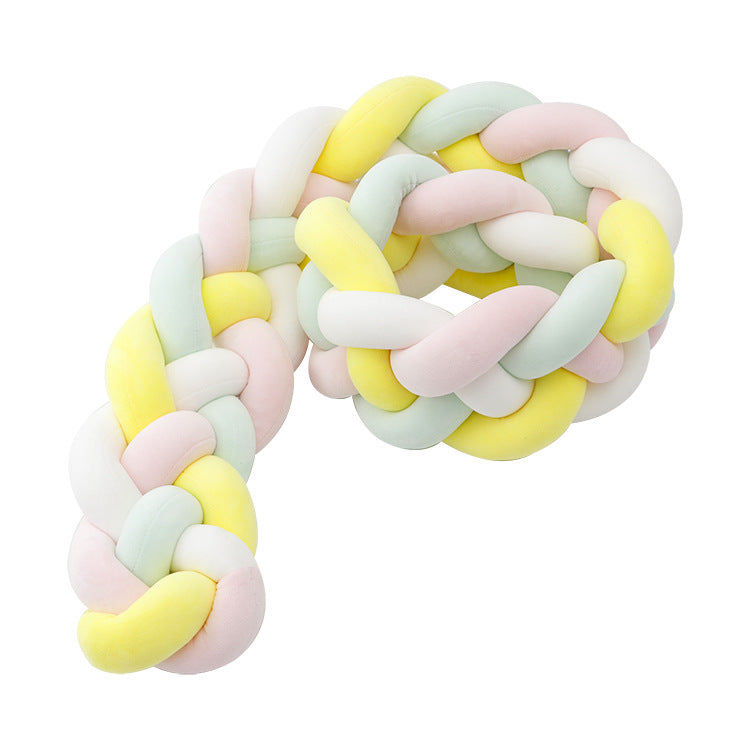 tresse de lit 4 brins rose blanc jaune vert menthe