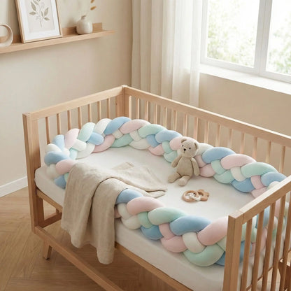 tresse de lit 4 brins rose blanc vert bleu