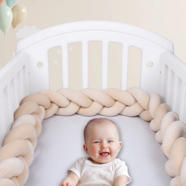 tresse de lit 4m beige bébé souriant