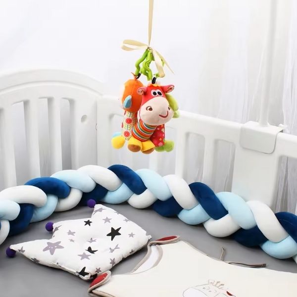 Tresse de lit bébé | Bleu-Blanc