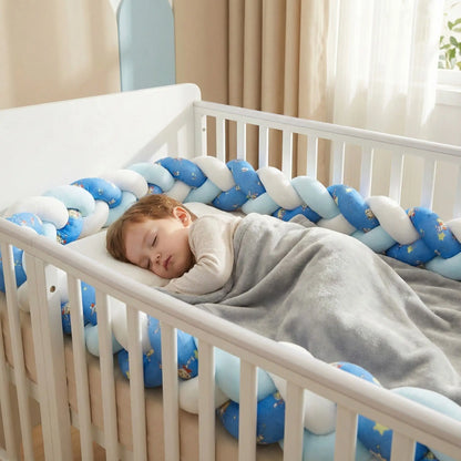 tresse de lit bébé bleu blanc protection enfant endormi