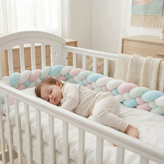 tresse de lit bébé bleu rose blanc enfant endormi