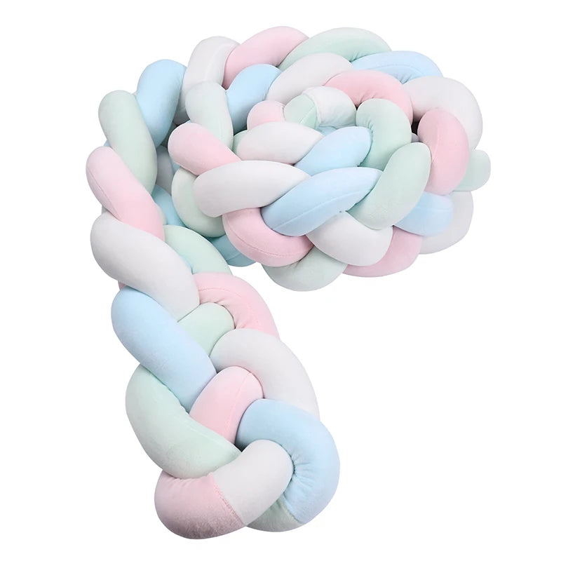 tresse de lit bebe bleu rose blanc