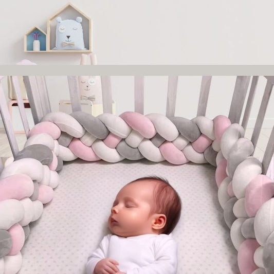 tresse de lit bebe rose gris blanc enfant endormi