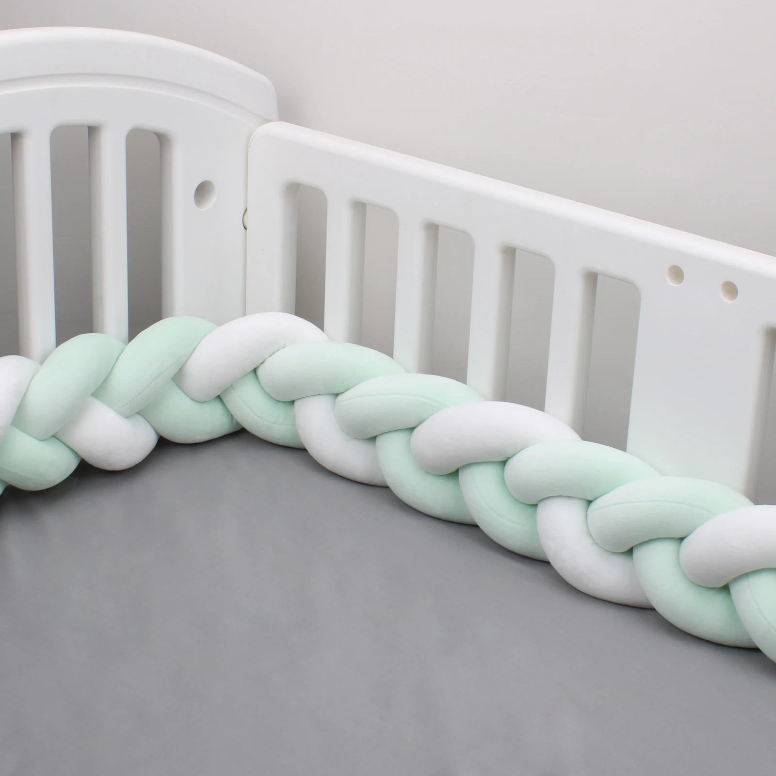 tresse de lit bebe vert menthe blanc ultra doux