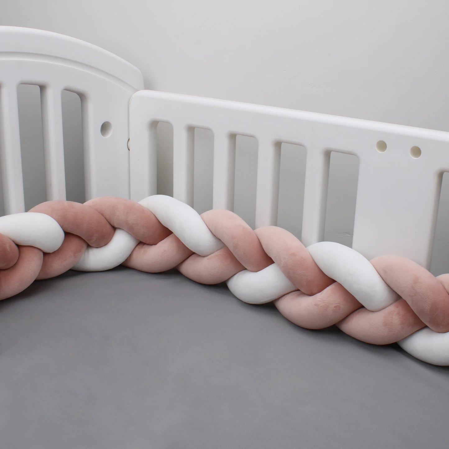 tresse de lit bebe vieux rose blanc ultra doux