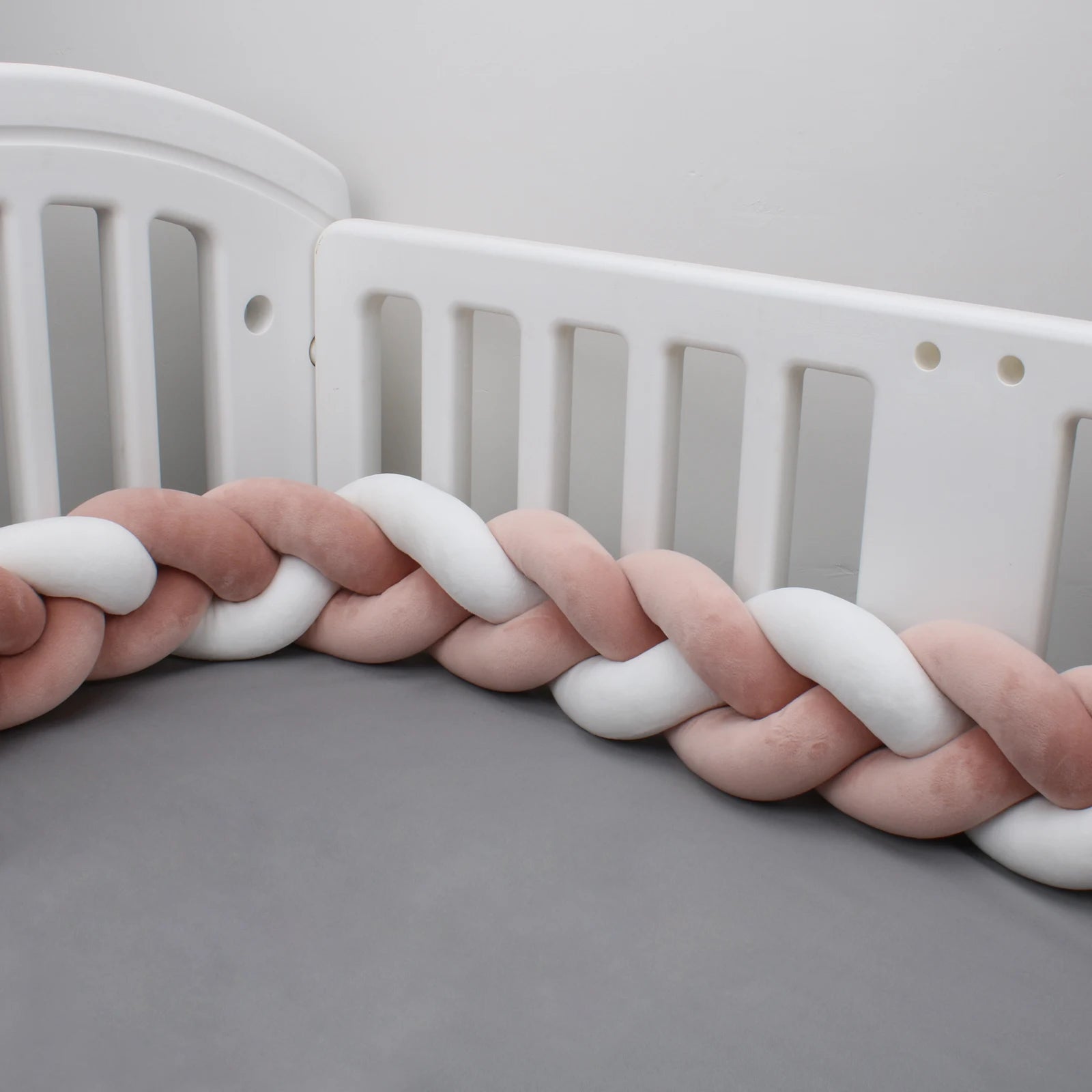 tresse de lit bebe vieux rose blanc ultra doux
