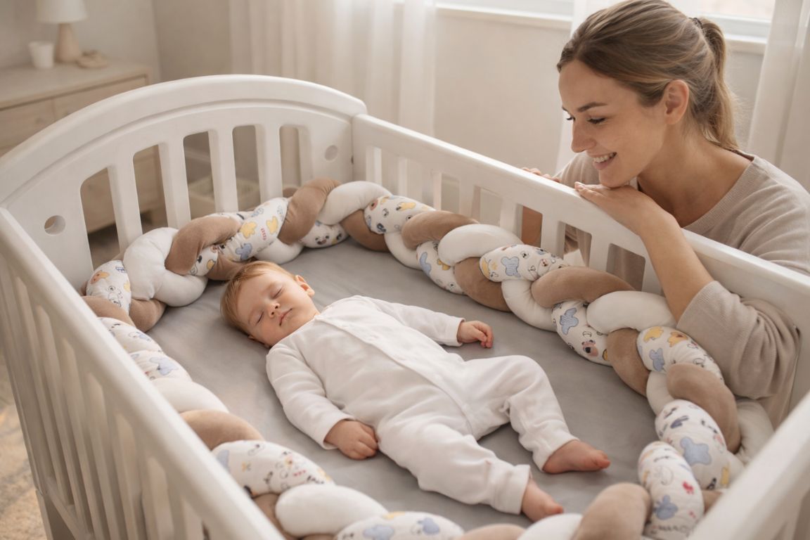 tresse de lit ourson douce enfant endormi maman souriante