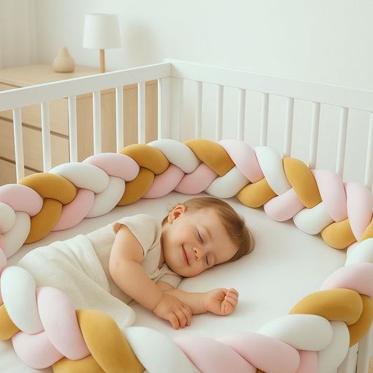 tresse de lit rose blanc brun enfant endormi souriant