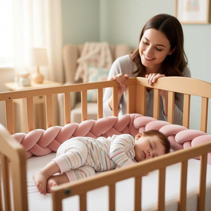 tresse de lit terracotta douce enfant endormi maman souriante