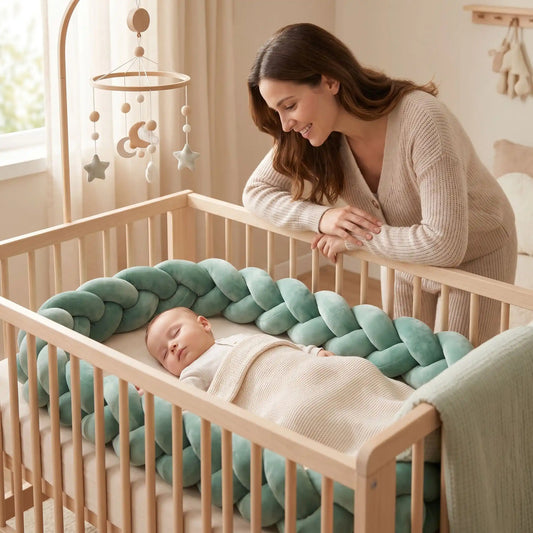 tresse de lit vert sauvage bébé maman souriante