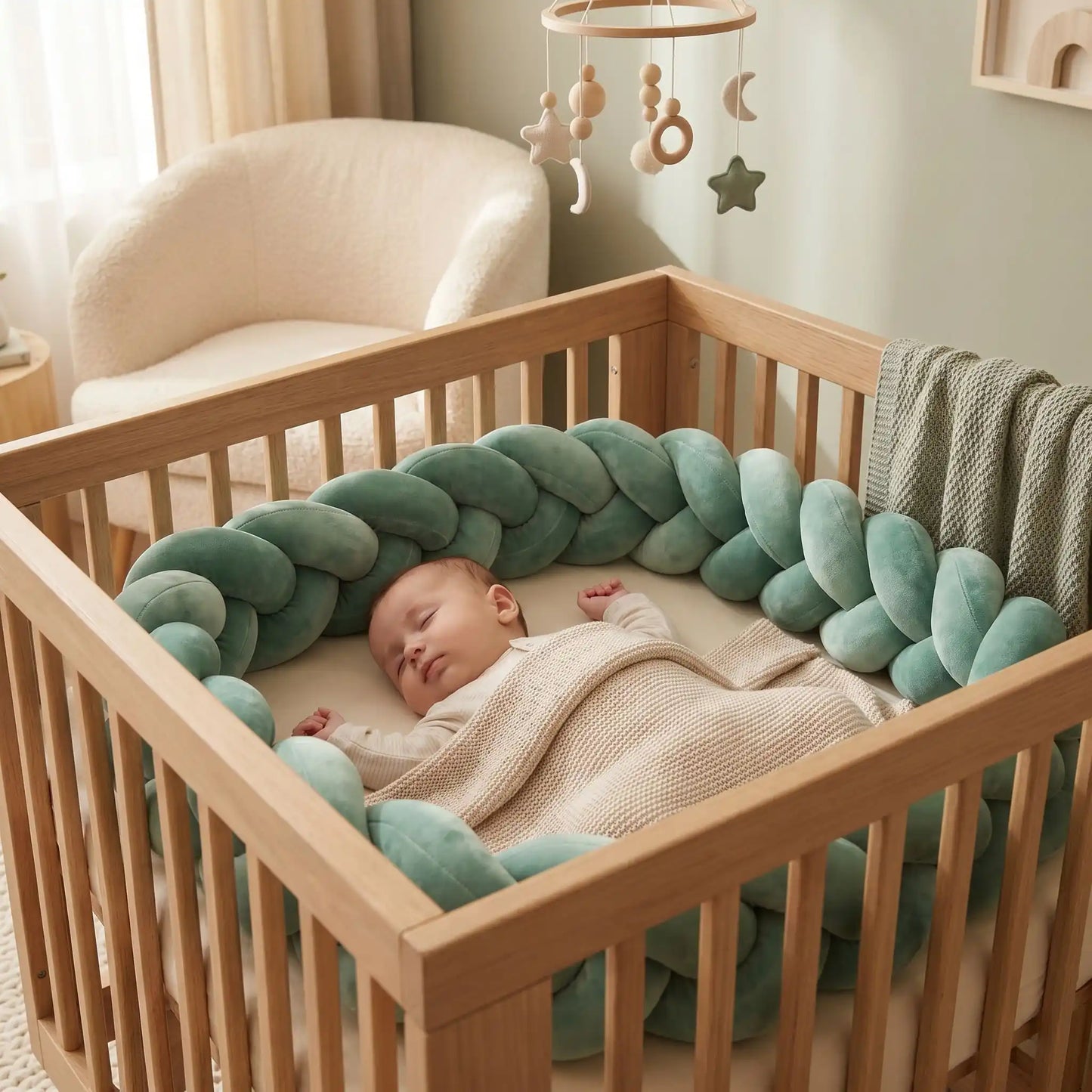 tresse de lit vert sauvage enfant endormi dans lit