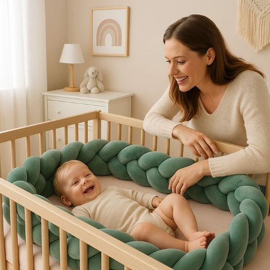 tresse de lit vert sauvage enfant souraint dans lit