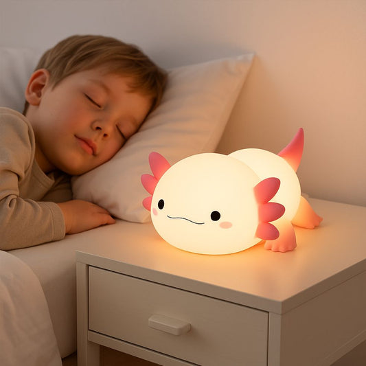 veilleuse bébé axolotl silicone rechargeable enfant endormi lit