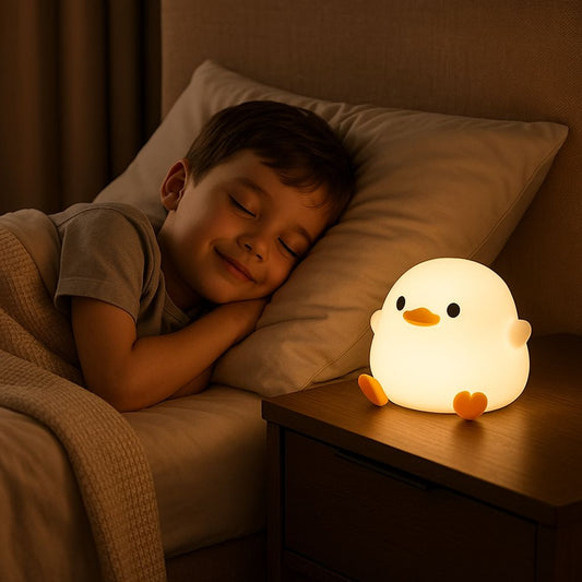 veilleuse bébé canard silicone rechargeable enfant endormi paisiblement