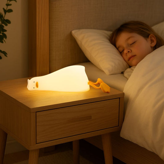 veilleuse bébé canard silicone tactile souple enfant endormi paisible