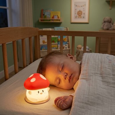 Veilleuse bébé champignon enfant endormi